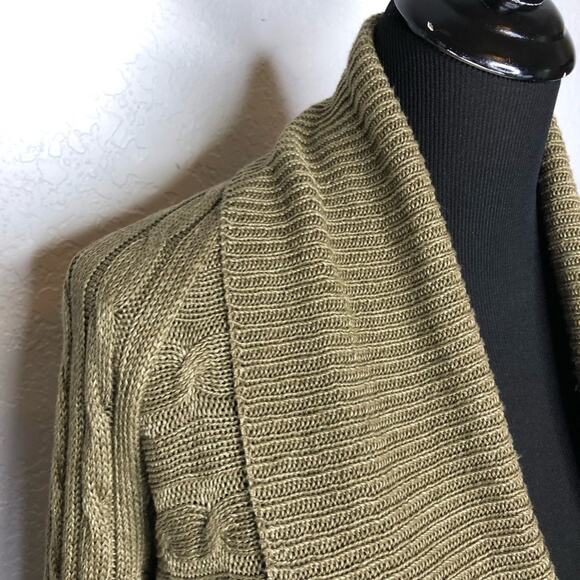 Ralph Lauren bronze brown cable knit linen cocoon open front cardigan size Small - Picture 5 of 14